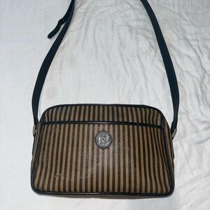 Authentic Vintage Fendi 1980s  Pequin Striped Messenger Bag